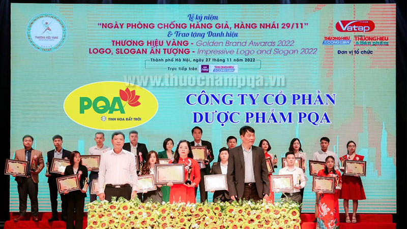 Dược phẩm PQA vinh dự nhận giải thưởng thương hiệu vàng 2022